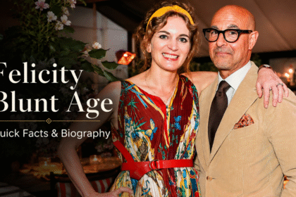 Felicity Blunt age biography blog image with a couple at an indoor event.